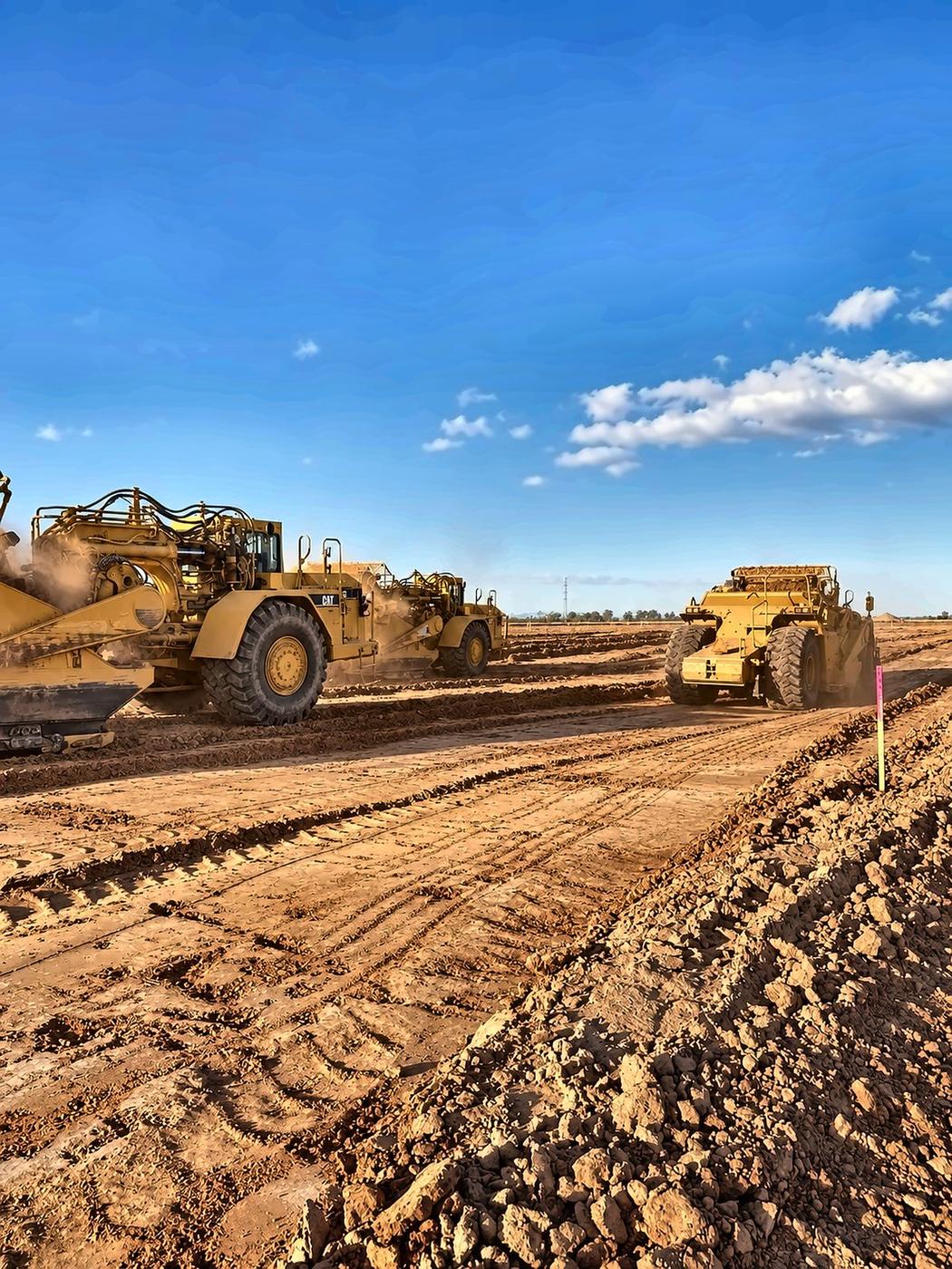 Scraper in the cut — mass excavation